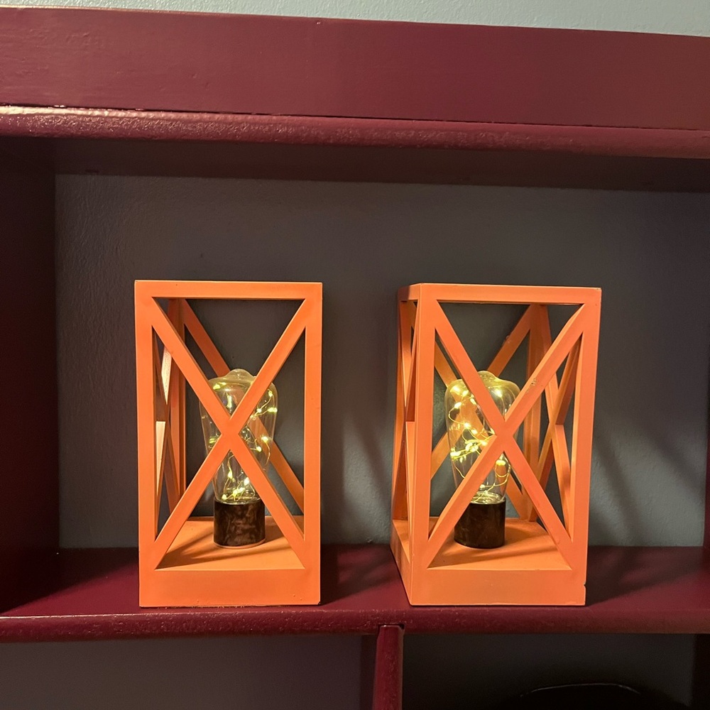 Coral Geometric Lantern Set